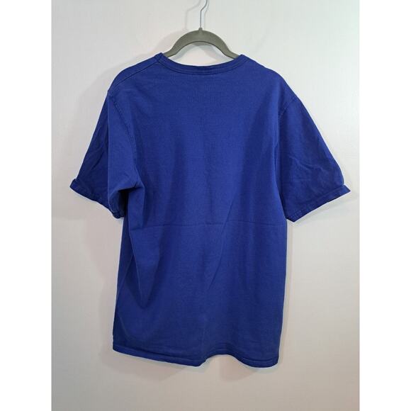 Champion Men's Blue Spellout Heavy Tee In Size Large Flaw - Picture 2 of 5